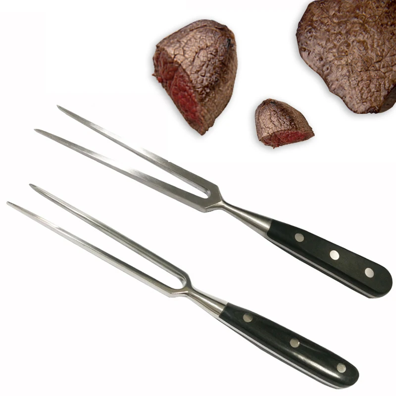 2pc Stainless Steel Roast Meat Fork BBQ Skewers Thicken Plastic Handle