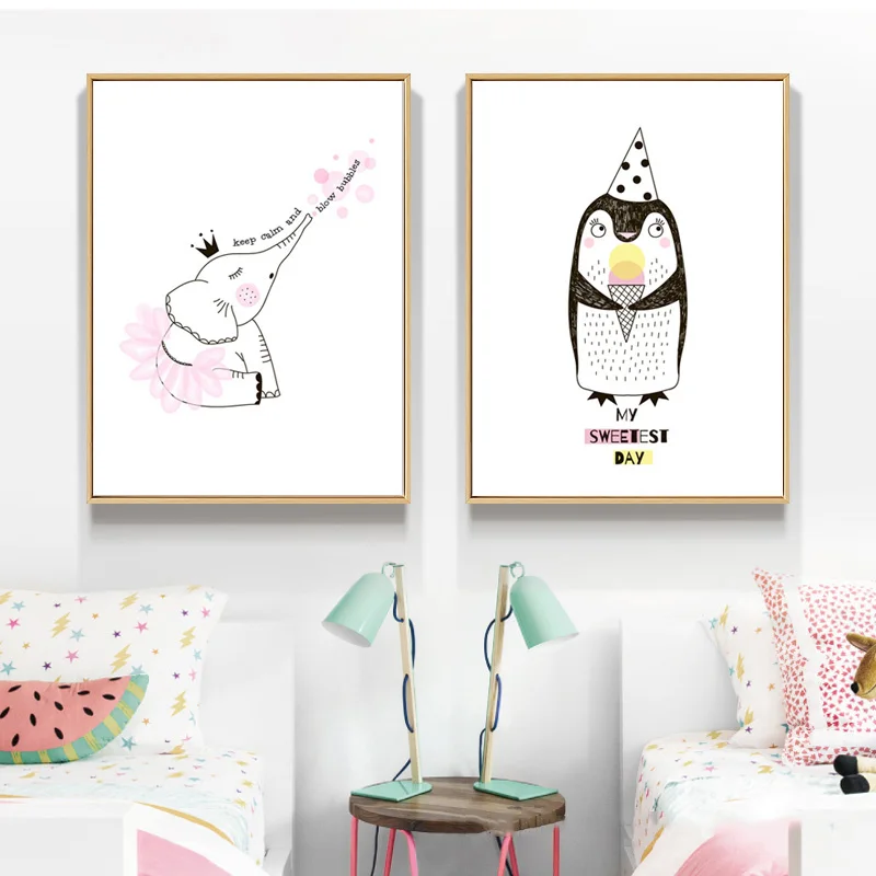 Estilo-n-rdico-Quarto-Dos-Mi-dos-Decora-o-Sorvete-Cartazes-E-C-pias-Girafa-Rosa (2)