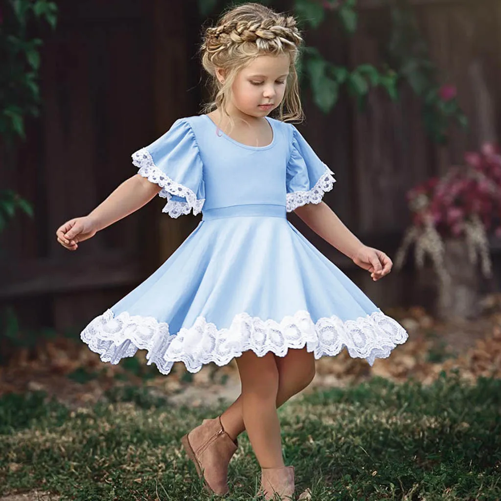 SAGACE Dresses kids clothes baby clothes for girls Lace Folral frocks