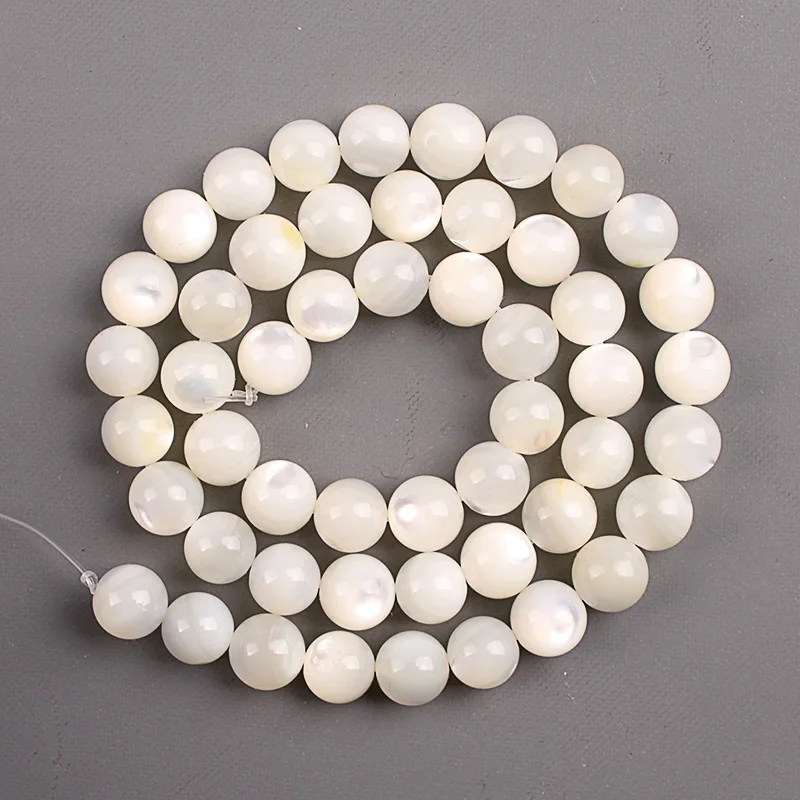Round Natural Mother-of-pearl Tridacna Beads Tridacna Stone Beads 4 6 8 10 12 14 16 18 20mm White Sea Shell Beads Giant Clam Shell Beads