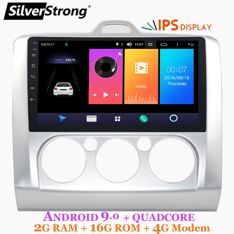 

SilverStrong Android9.0 IPS car dvd 4G for FORD Focus 2004 -2011 4G MODEM 2din 1024*600 gps navigation wifi No DVD