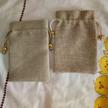 

2019 New Arrivals Jewelry Packing Bags Natural Burlap Jute Beads Drawstring Pouch Bag Gift Bags Wedding Birthday Party Supplies