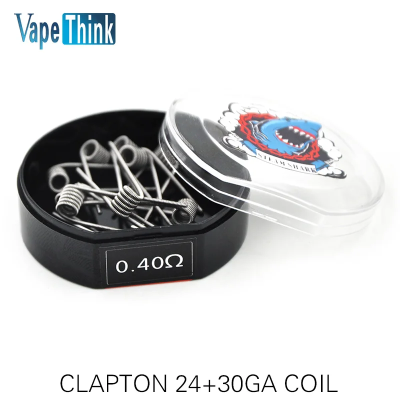 Паровая Акула 10 шт в 1 Prebuild Clapton с сопротивлением 24ga 26ga 30ga 32ga Rda нагревательная проволока для РБА Rda Rta бак 0,4 0,5 0,85 0,8 Ом