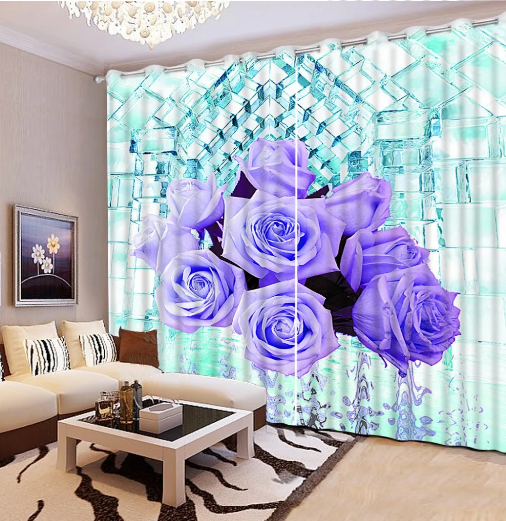 

3d curtains flowers purple rose brick custom curtains curtains living room window bedroom blackout curtains