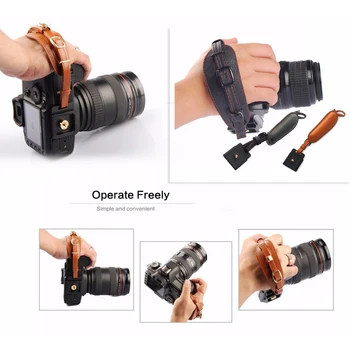 

PU Leather Camera Hand Band Wrist Strap Belt with Metal Quick Release Plate for Sony Nikon Canon Pentax Fujifilm DSLR Cameras