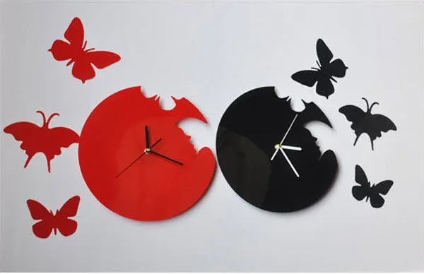 Novelty Black Red Acrylic Erfly Wall Clock Diy Sticker Art Novelty Black Red Acrylic Erfly Wall Clock Diy Sticker Art Design Modern Style Time Large Home Decor In Clocks From Garden On