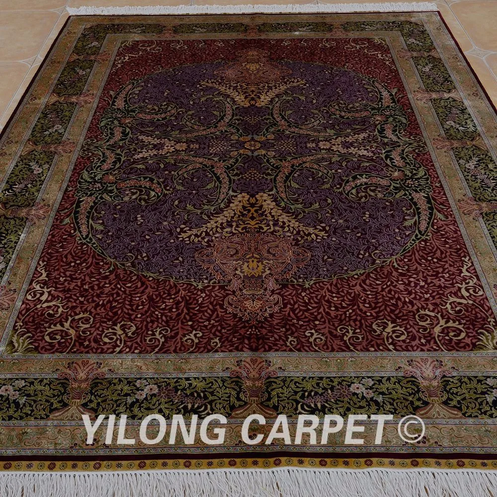 Yilong 5,5 'x8' персидский ковер прямоугольник vantage красный ручной работы чистые шелковые коврики(0789