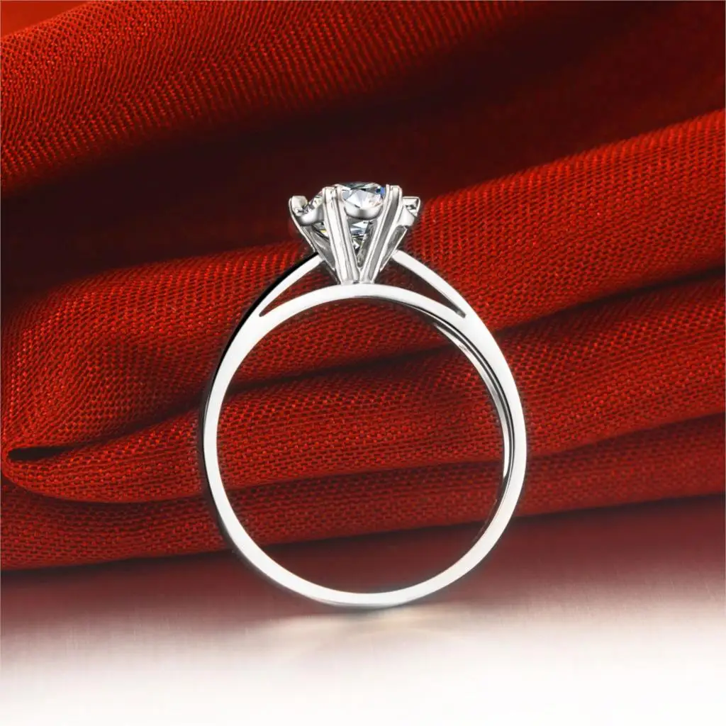 0.50ct Пасьянс 18 к белое золото GIA кольцо с бриллиантами для женщин ручной работы обручальное кольцо для помолвки натуральный бриллиант GIA