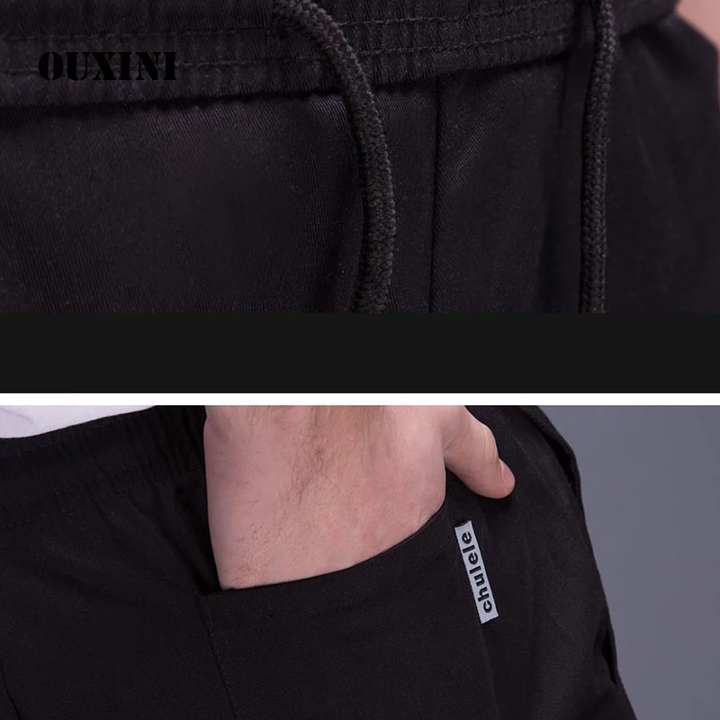 cook costume for men black chef trousers Elastic waiter uniform restaurant kitchen chef pants 35%cotton S-4XL super large code