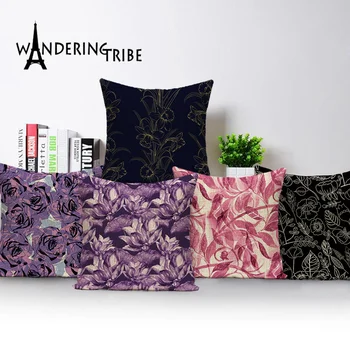 

Black Purple Decor Pillow Flower Living Room Cushions Vintage Decorative Cushion Covers Throw Pillow Covers Shabby Chic Pillows
