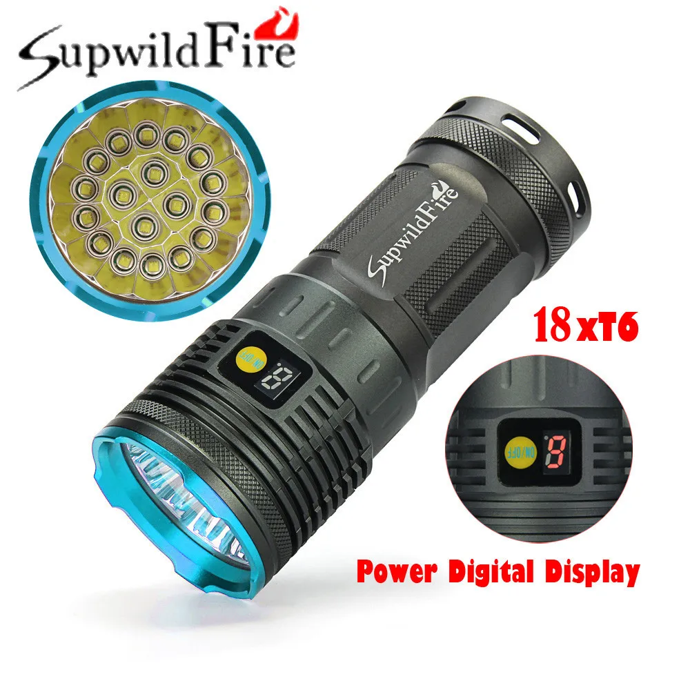 Supwildfire 18 x XM L T6 светодиодный мощный цифровой дисплей для охоты Flashligt фонарик Latarka
