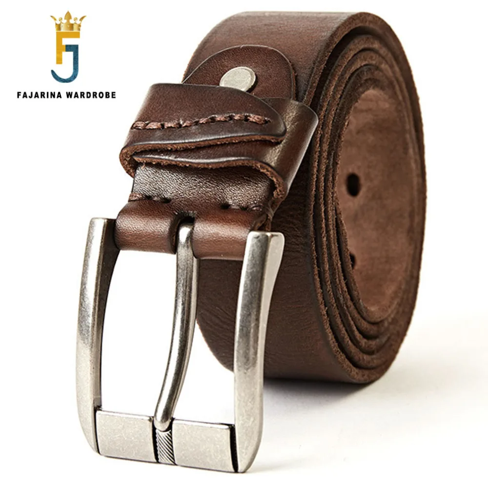 FAJARINA Men's Retro Style Cow Skin Belt 3.8cm Wide New Design Top Quality Genuine Leather Belts Straps Male for Men N17FJ327