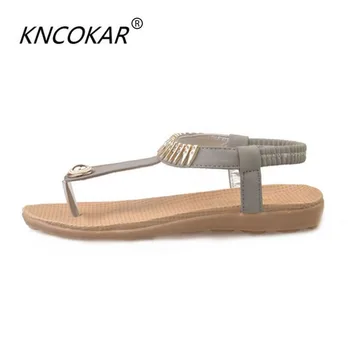 

2017 summer hot selling Bohemian girl flat flat with flip-flops beach shoes pinch of antiskid leisure sandals