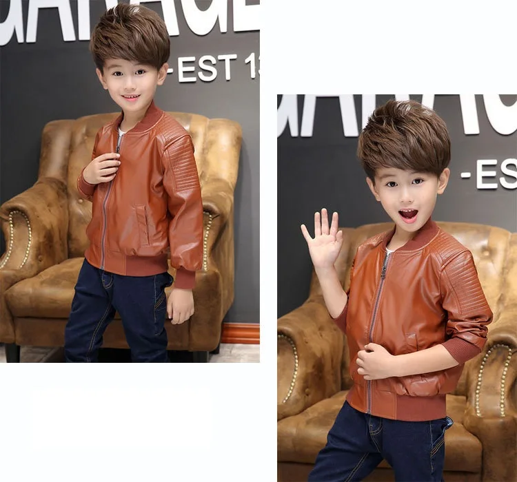 Jaqueta de Couro Adolescente Bebê Meninos Moda Crianças Outerwear Meninas Cabolsas Primavera Couro Peles Jaquetas 2020 Novo 2-14yrs 29 primavera couro peles jaquetas 2020 novo
