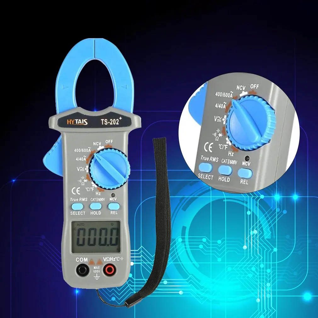 HYTAIS TS202+ Digital Clamp Meter True RMS Multimeter Frequency NCV Resistor Capacitor Diode temperature Tester