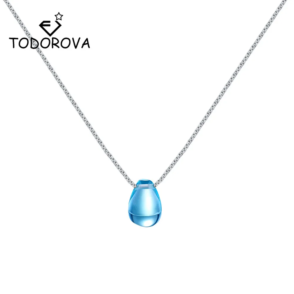 Todorova Blue Crystal Water Drop Necklace Mermaid Tears Sand Pendant Necklace Women Beach Ocean Sea Necklace Pendant Necklaces Aliexpress