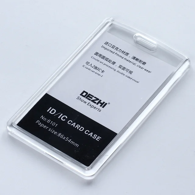 DEZHI Brand New Retractable Custom Lanyard with Full Transparent Business ID IC Card Holder,Vertical Horizontal Available Vertical no rope