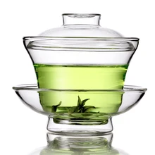 Китайский чайный сервиз Gaiwan плотный термостойкий стеклянный чайный набор кунг-фу Tureen Свадебный чай чаша здоровье Цветочная чайная чашка и блюдце