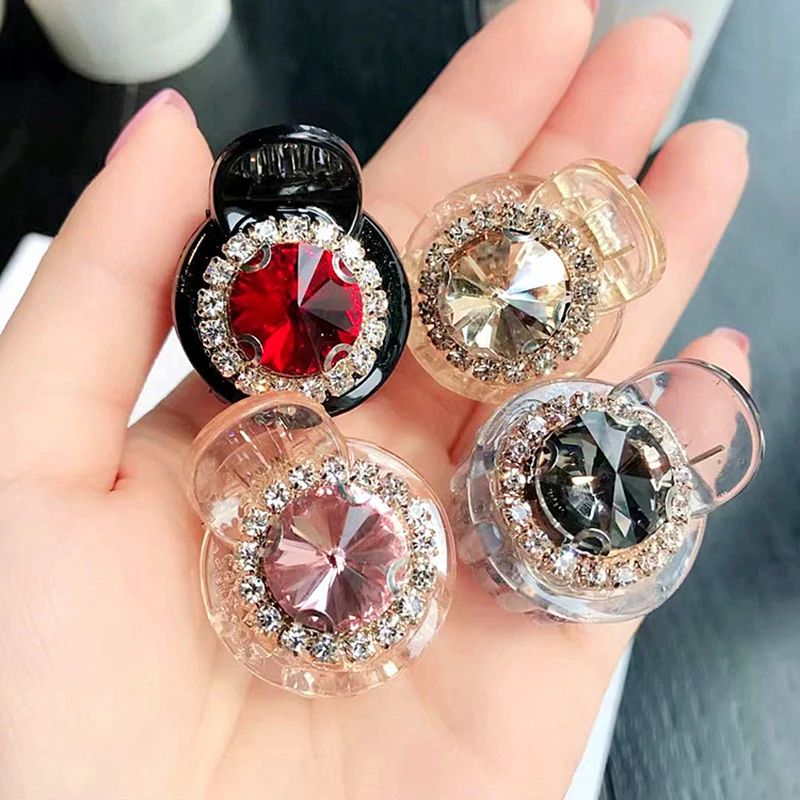 

New Diamond crystal hair claws Fashion round small hair clips hairpins fashion flower hair accessories for women girls headdress