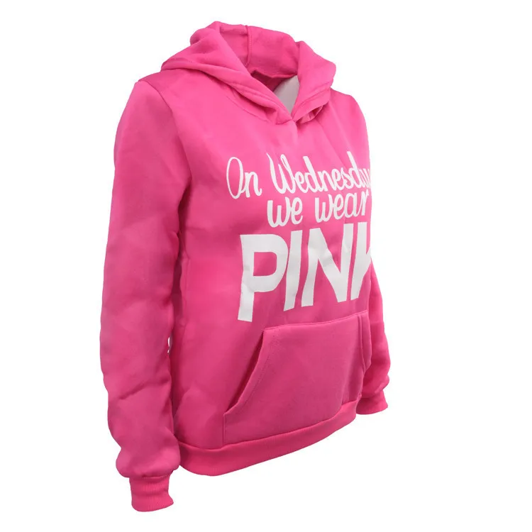 

Autumn Winter Women Hoodies Plus Velvet Thicken Letter Printed Pullover long Sleeve Hooded Casual Sweatshirts pink dropshopping
