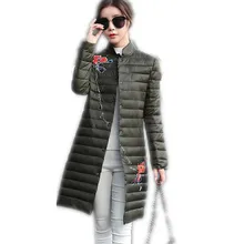 2018New Fashion Winter &Autumn Women Down Cotton Long Jacket Parka Female Light&Thin Single Breasted Cotton Slim Warm ParkaCQ413