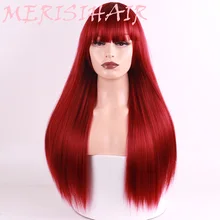 MERISI волосы длинный прямой светильник блонд парик для женщин афроамериканские синтетические парики с челкой термостойкие
