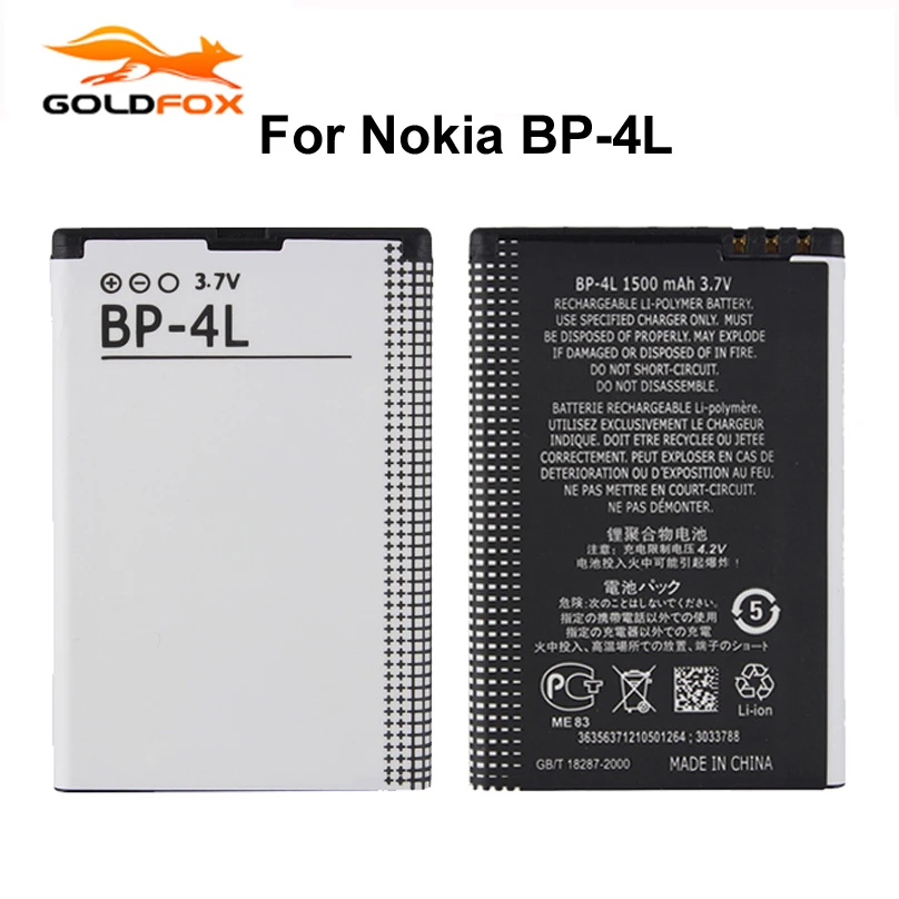Аккумулятор GOLDFOX для телефона Nokia E61i E63 E90 E95 E71 6650F N97 N810 E72 E52 BP4L BP 4L 1 шт. 1500 мАч|bp-4l