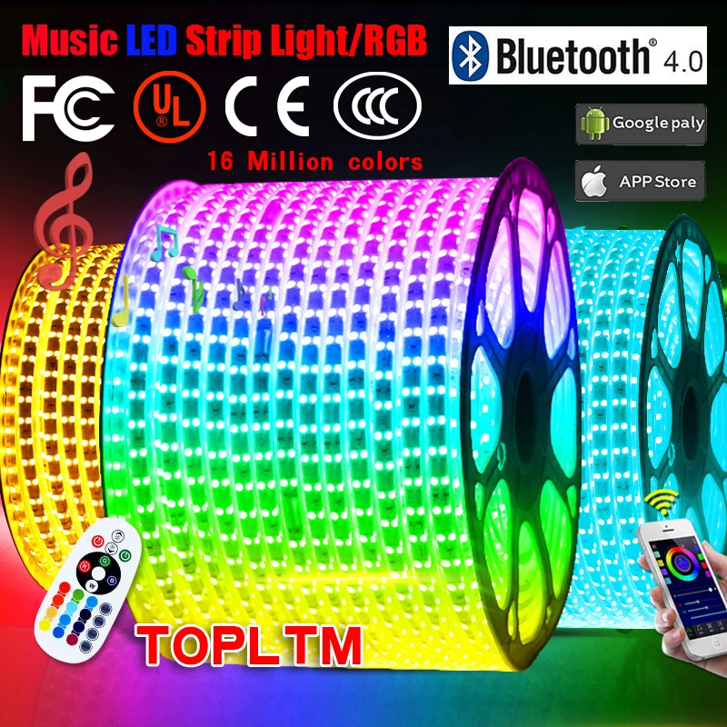 AC220V/240 V совместимый со смартфонами через Bluetooth APP контроллер RGB 5050 Светодиодные