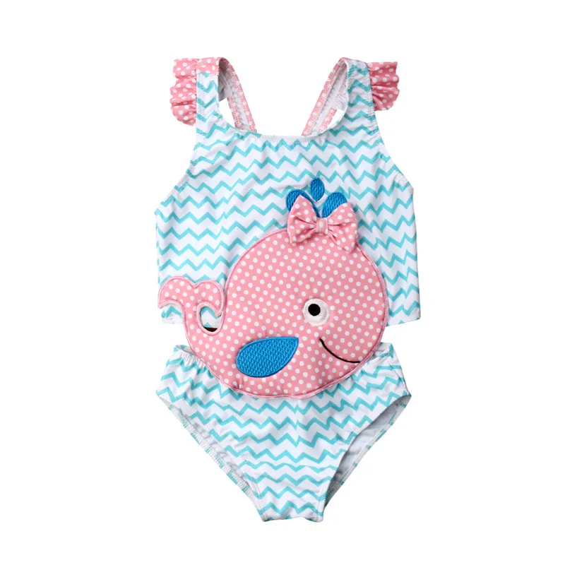 

Lovely Baby Girls One-piece Swimwear Kids Girls Ruffles 3D Cartoon Goldfish Swimsuit 2019 Summer Children Beachwear Bathing Suit