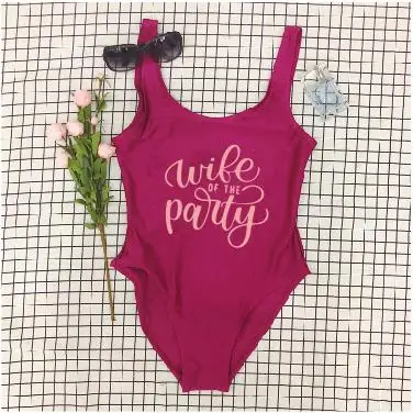 brown bodysuit PADDY DESIGN Wife Of The Party Swimsuit Casual One-piece Women Bathing Suit Wedding Bride Bridesmaid Swimwear For Lady Swimsuits mesh bodysuit Bodysuits