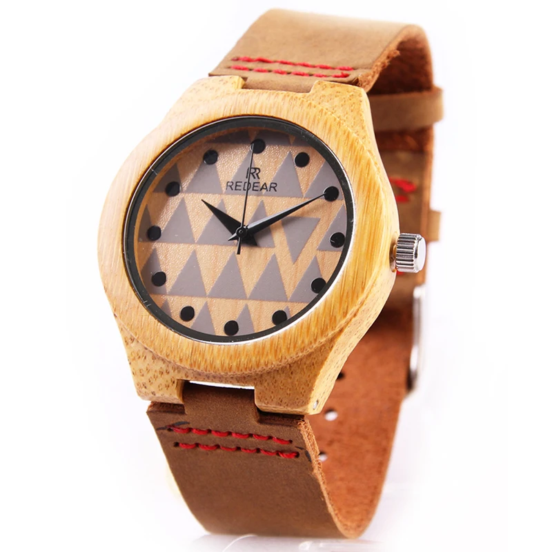 

REDEAR Watch Fashion Japan Movement Bamboo Wooden Wristwatches Genuine Leather Wood Watch Men Watch Clock saat relogio masculino