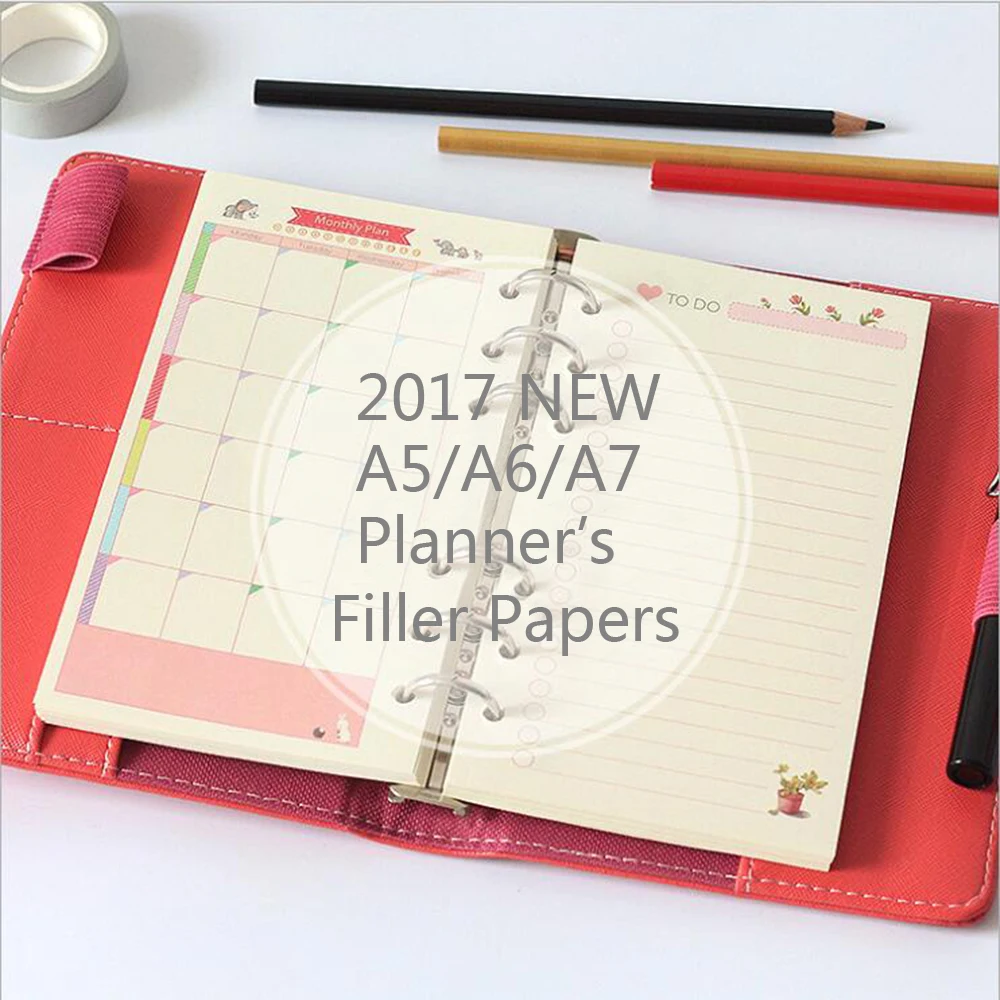 

A5/A6/A7 45 Sheets Colored Cute Spiral Filler Papers For Filofax's Planner Daily School Notebook's Replaced Inner Pages