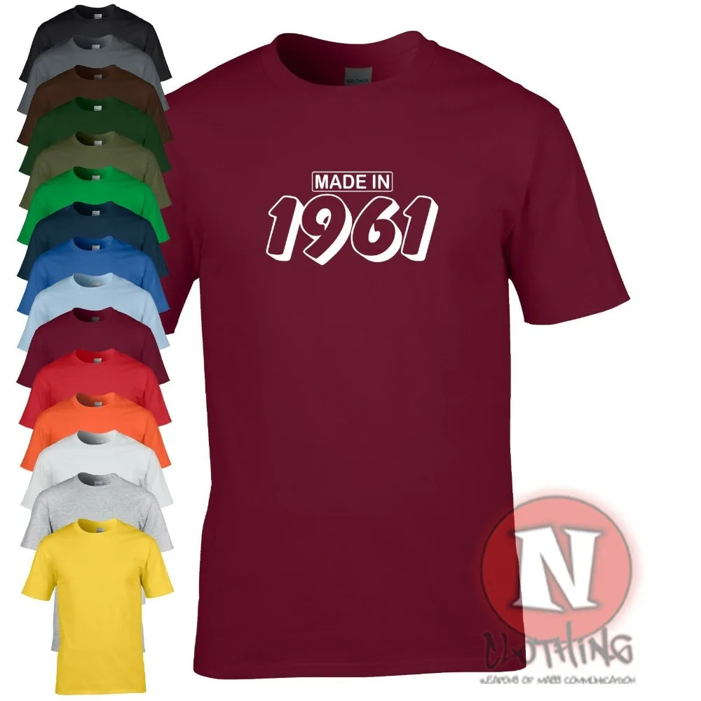 

Hecho En 1961 Camiseta Celebration De Birthday Regalo Fiesta Divertido Men'S Tops 2019 Summer New High Quality T Shirt Creator