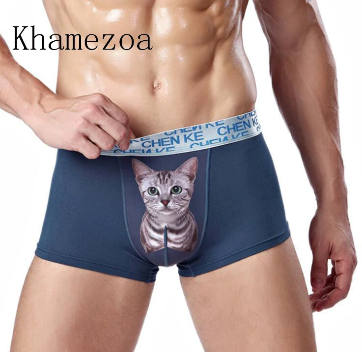 

Khamezoa brand 1 pcs 3D print Men's animal Underwear Modal Men Boxer Shorts Boxer Ice Silk Cool Male panties Underpants LQAM11