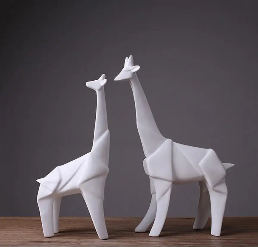 Minimalist Origami ceramic giraffe deer statue home decor crafts room