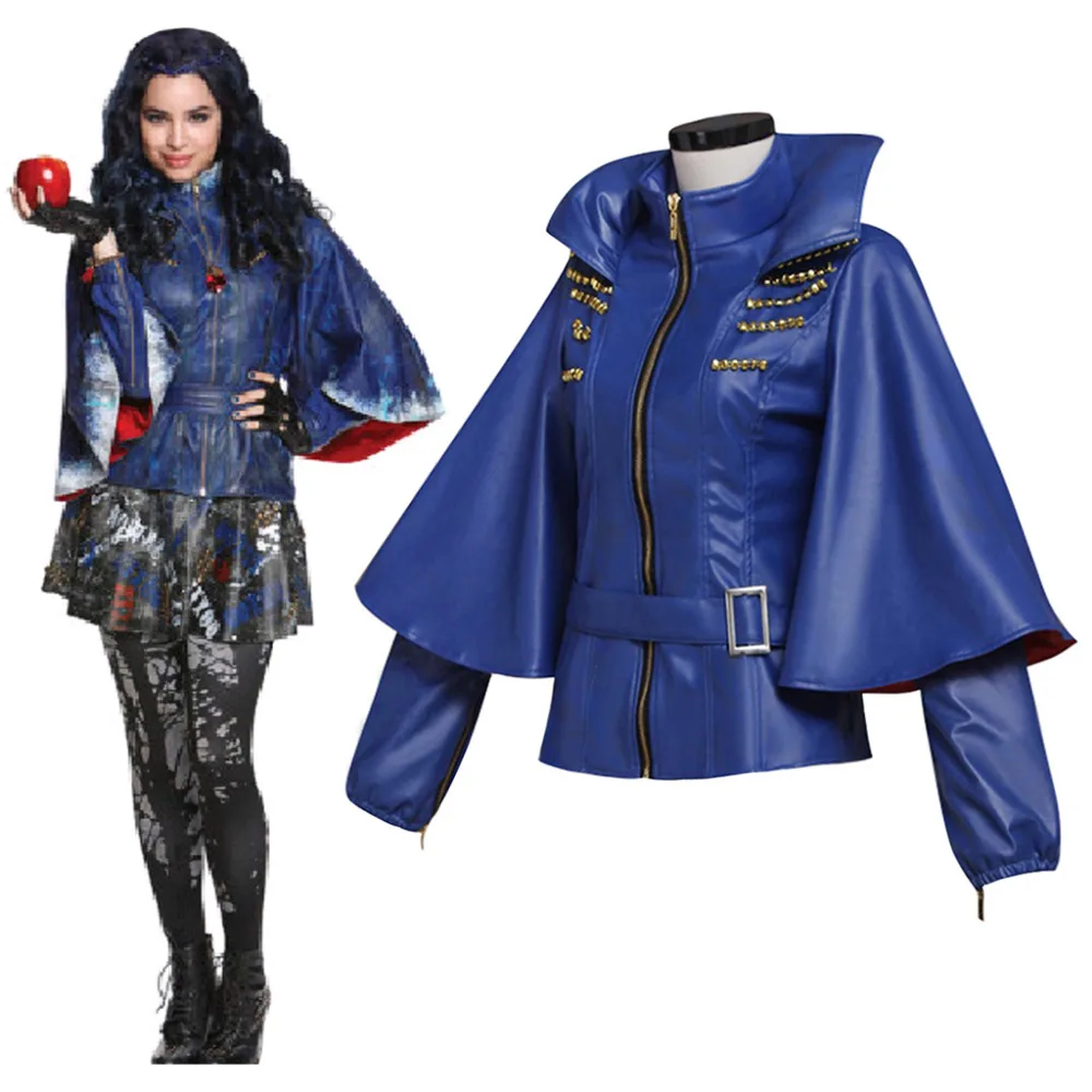 Потомки Косплей Evie синяя куртка Oufit взрослый Женский карнавальный костюм на Хэллоуин