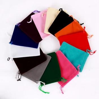 

Fashion Jewelry Packing Bags 100pcs 8*10cm Small Drawable Velvet Pouch Drawstring Candy Gift Storage Display Pouches Bag Custom