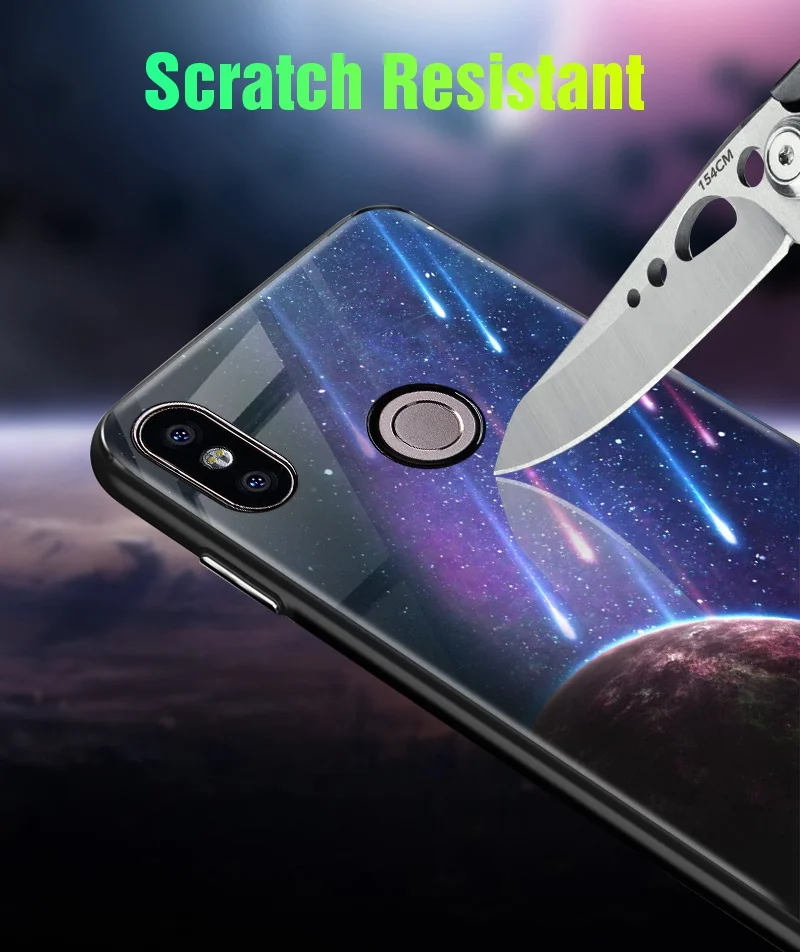 Luminous Case For Xiaomi Redmi Note 5 6 Global Pro 4X 5 Plus 6A 6 Pro Case On Xiaomi Mi A1 A2 Soft Edge PC+Glass Back Cover Case (8-1)