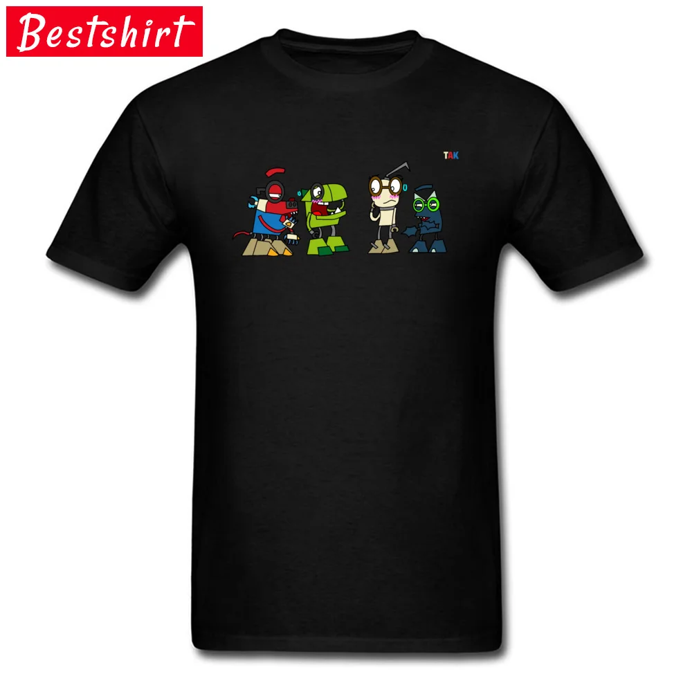 Cartoon mixeltime VALENTINE DAY Pure Cotton Crew Neck Tops Tees Short Sleeve Simple Style Tops & Tees Dominant Cool T Shirt Cartoon mixeltime  black