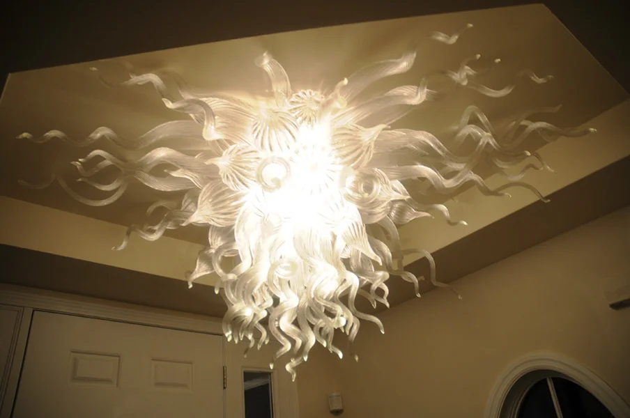 White Glass Crystal Celling Light Flower Led Lamp Home Decoration Living Room Style Ceiling Lights with LED Bulb | Лампы и освещение