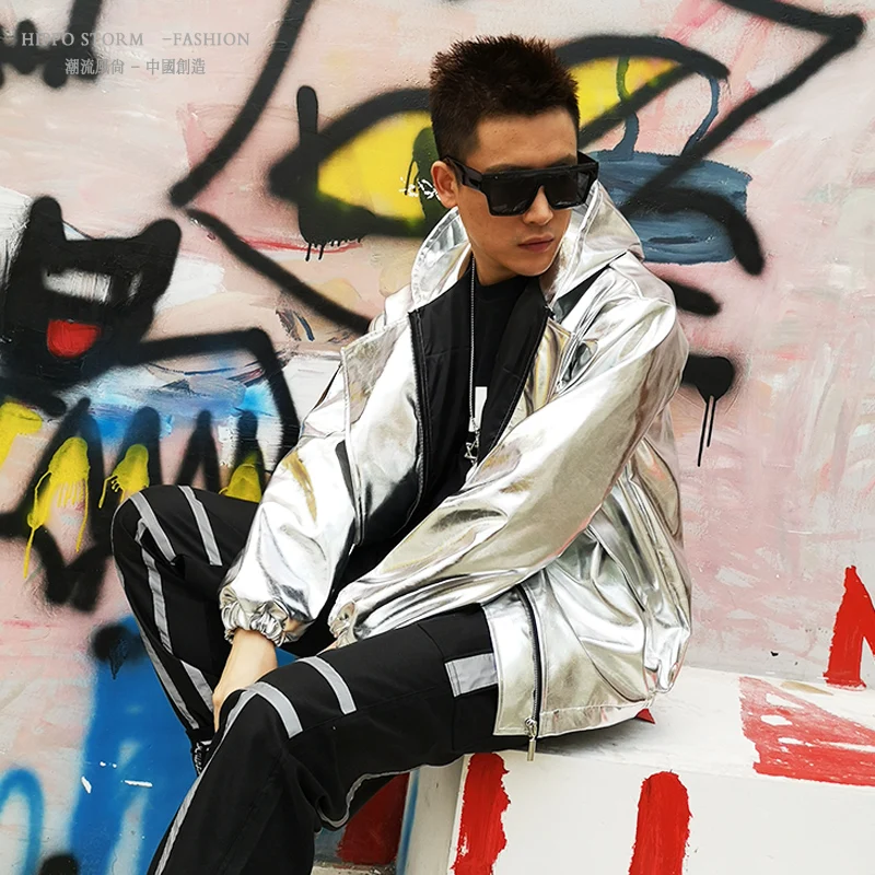 Custom Made Men Streetwear Hip Hop Hooded PU Leather Jacket Fashion Casual Male Women Loose Coat Stage Team Clothing Plus Size Custom Made Men Streetwear Hip Hop Hooded PU Leather Jacket Fashion Casual Male Women Loose Coat Stage Team Clothing Plus Size