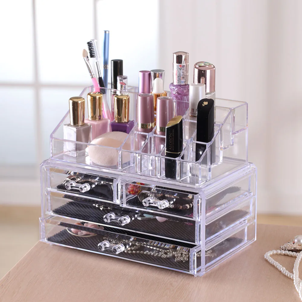 Acrylic Transparent Nail Polish Eyebrow Pencil Display Stand Makeup Plastic Cosmetics Storage Box