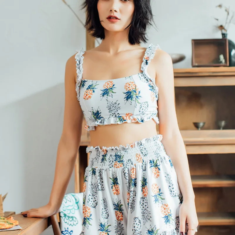 

Bathing Suit Swimwear Female Whole Swimsuits Swimsuit Tankini Push-Up 2019 Bath For Beach High Waist Split Three Piece Underwire
