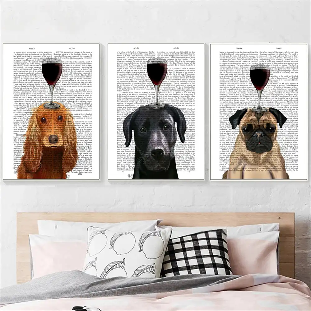 ウォールアート紙犬ポスターかわいいvin犬自転車ライド壁写真ホームインテリアキッズルームのインテリアキャンバス絵画cuadros北欧 Aliexpress