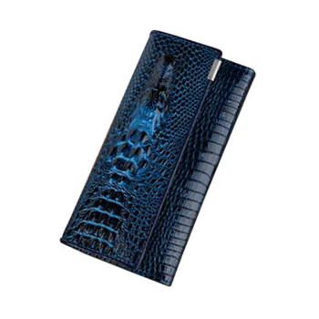 

3 Fold PU Leather Women Alligator Wallet Hasp Crocodile Head Female Clutch Purse Wallet