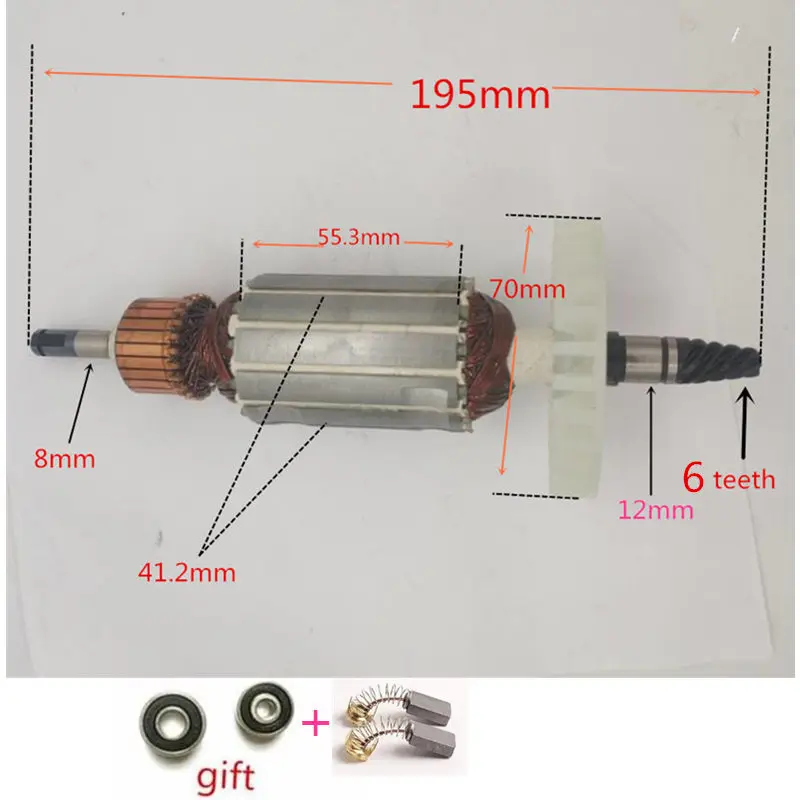 6 зубов 220-240 В арматурный ротор заменить для MAKITA 516308-7 9227CB 9237CB 9227C аксессуары для электроинструмента