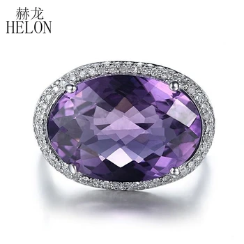 HELON Sterling Silver 925 Flawless Oval Cut 17x12mm Natural Amethyst Diamonds Ring Women Engagement Wedding Trendy Party Jewelry
HELON Sterling Silver 925 Flawless Oval Cut 17x12mm Natural Amethyst Diamonds Ring Women Engagement Wedding Trendy Party Jewelry