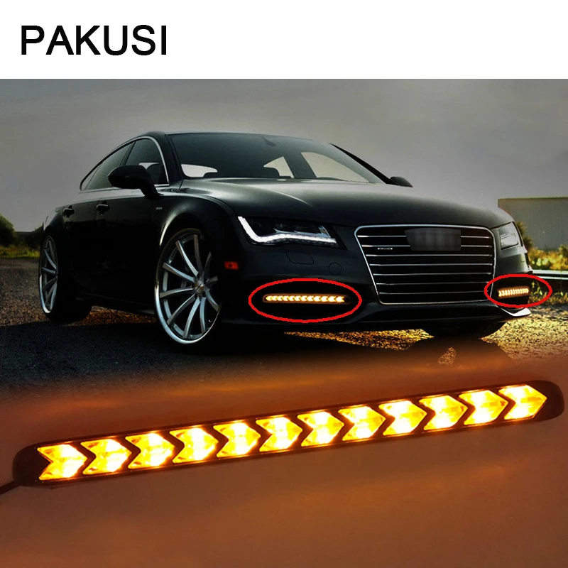 PAKUSI 1 комплект светодиодный льные светодиодные DRL Противотуманные фары Сигналы