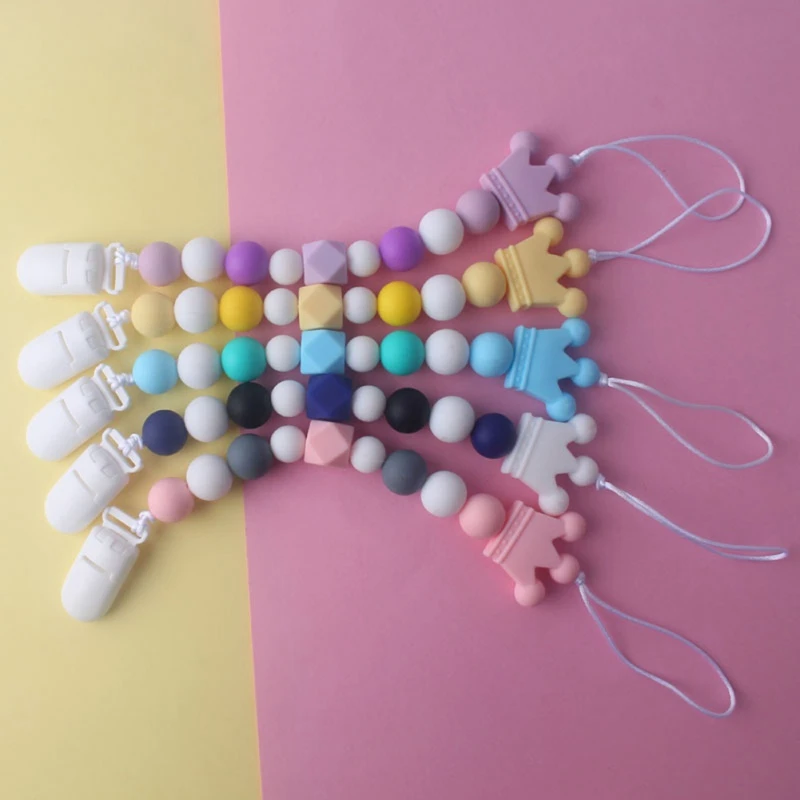 

Silicone baby pacifiers Teething clips with Safe ABS beads Silicone pacifier chain Holder chew toys Pacifier Clips