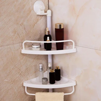 

Shuang Qing Home Reside Double Layer Creative Kitchen Suction Cup Shelf Bathroom Corner Shower Storage Shelves 1907